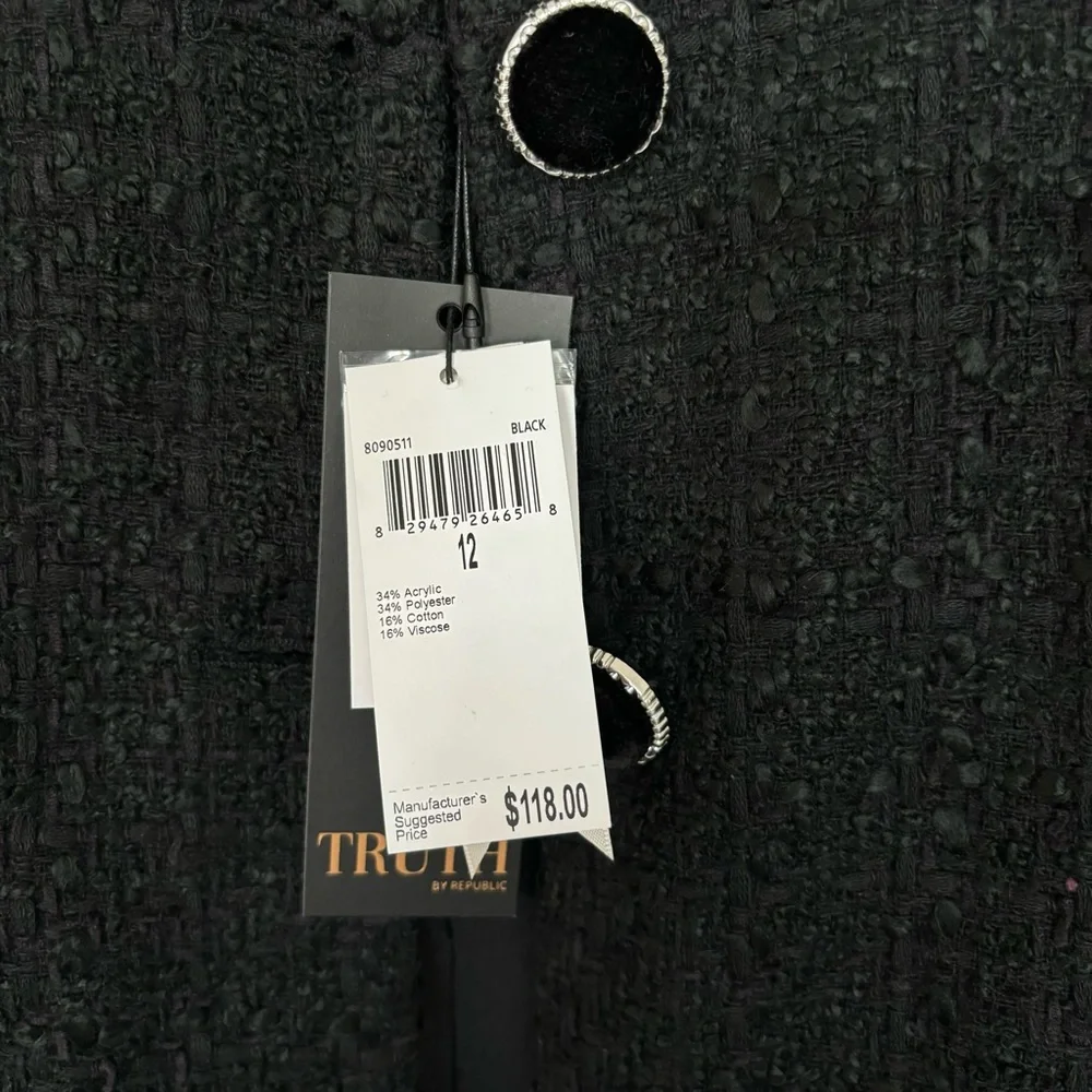 TRUTH by Republic Vintage-Style Cropped Tweed Boucle Bomber Jacket--NWT--12
